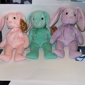 Ty  Beanie Babies 3 in set Stuffed Bunnies  Non smoking home/ no pets Original